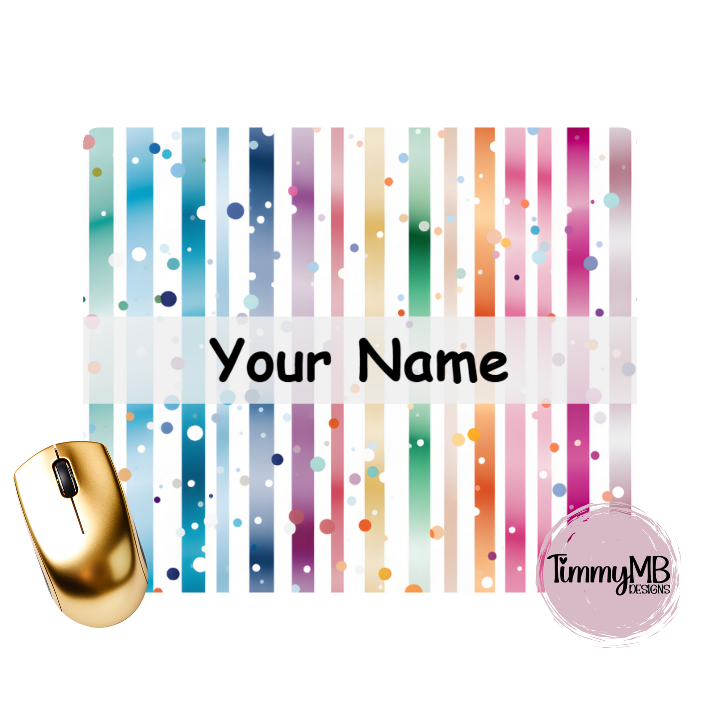 Rainbow Stripes: Dots - Custom Mouse Pad