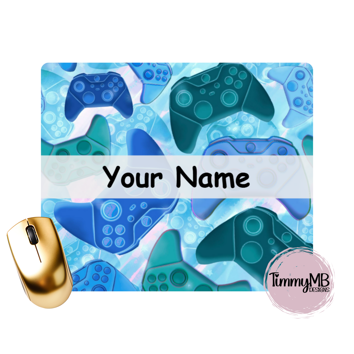Game Controllers: Blue - Custom Mouse Pad