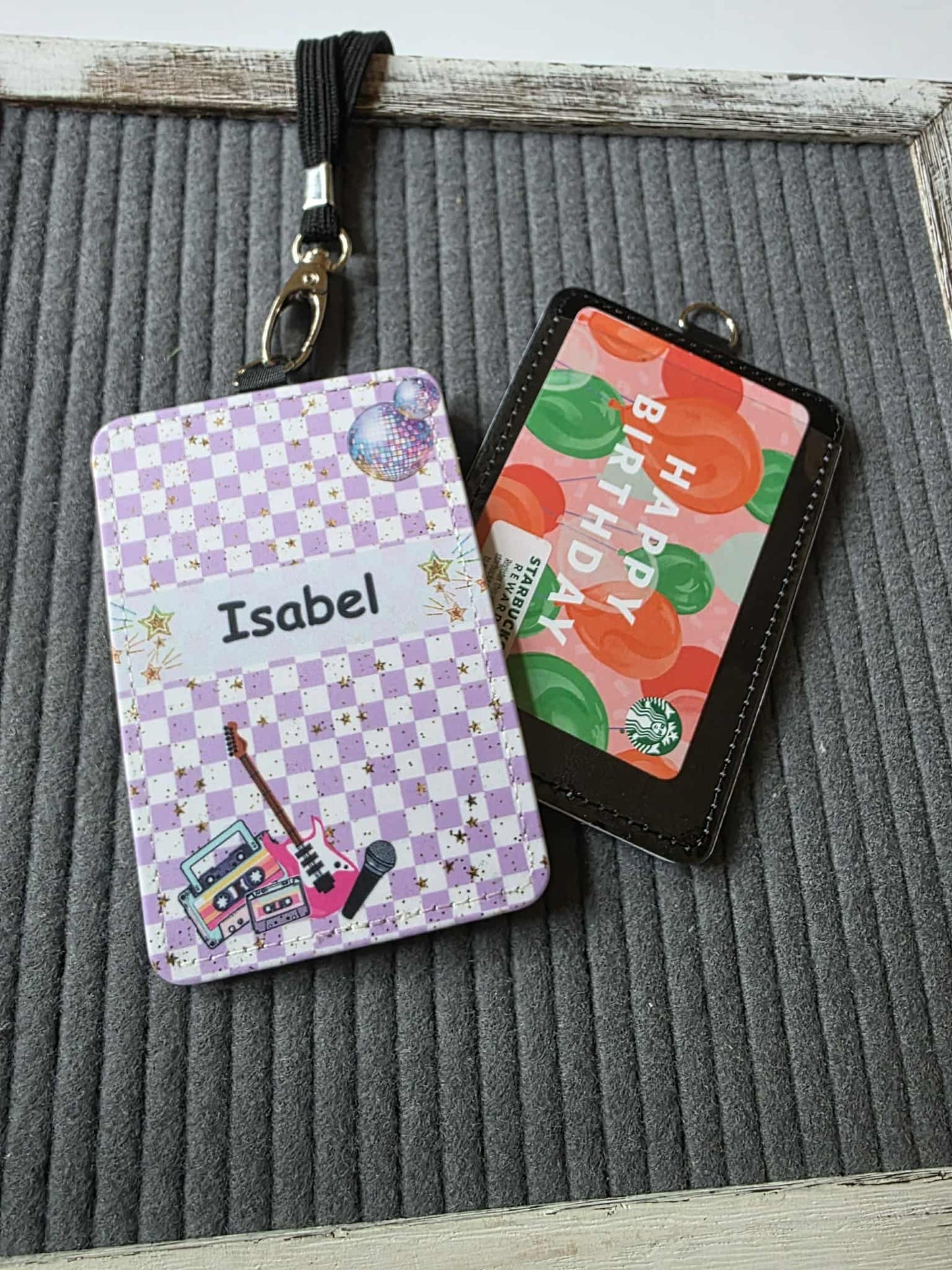 Checkered Purple Disco - Custom ID Badge Holder