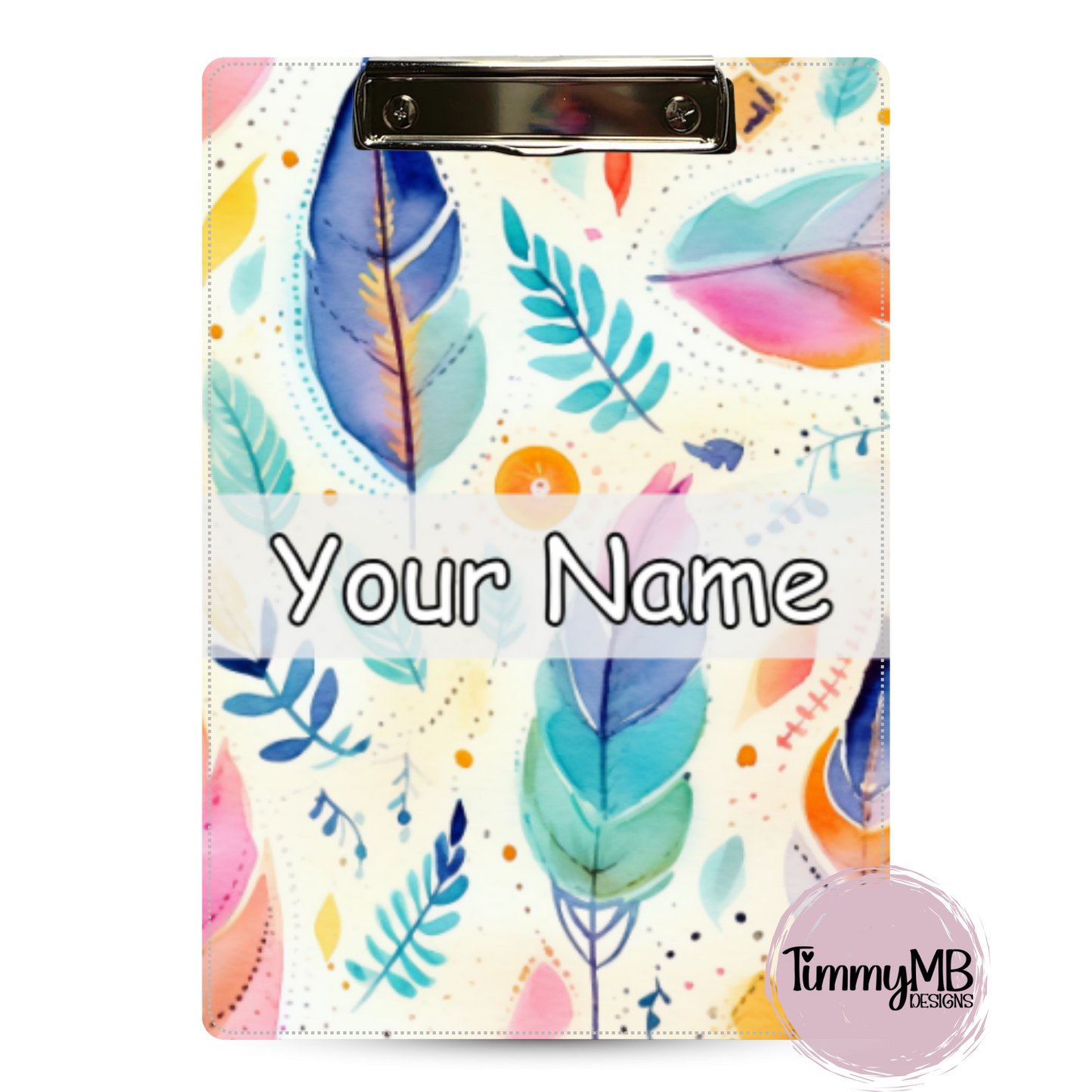 Pastel Feathers - Custom Clipboard