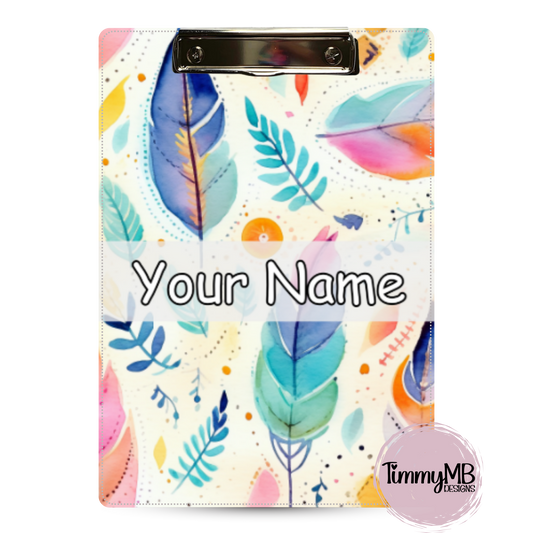 Pastel Feathers - Custom Clipboard