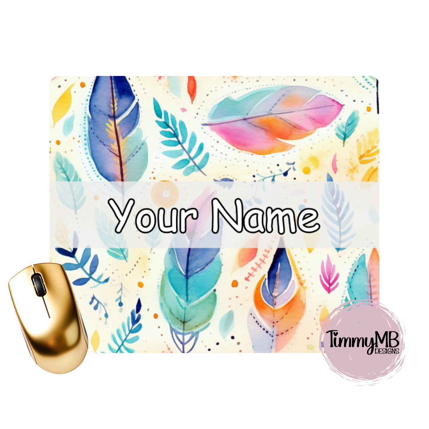 Pastel Feathers - Custom Mouse Pad