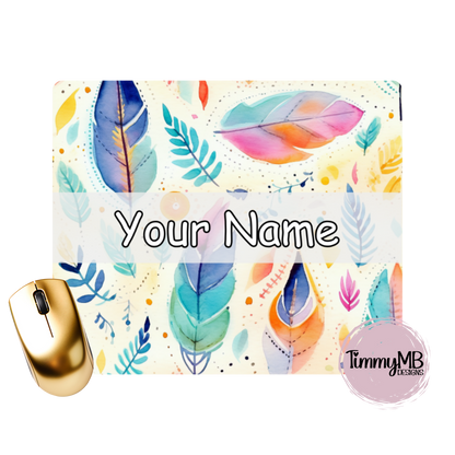 Pastel Feathers - Custom Mouse Pad