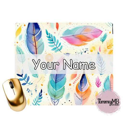 Pastel Feathers - Custom Mouse Pad