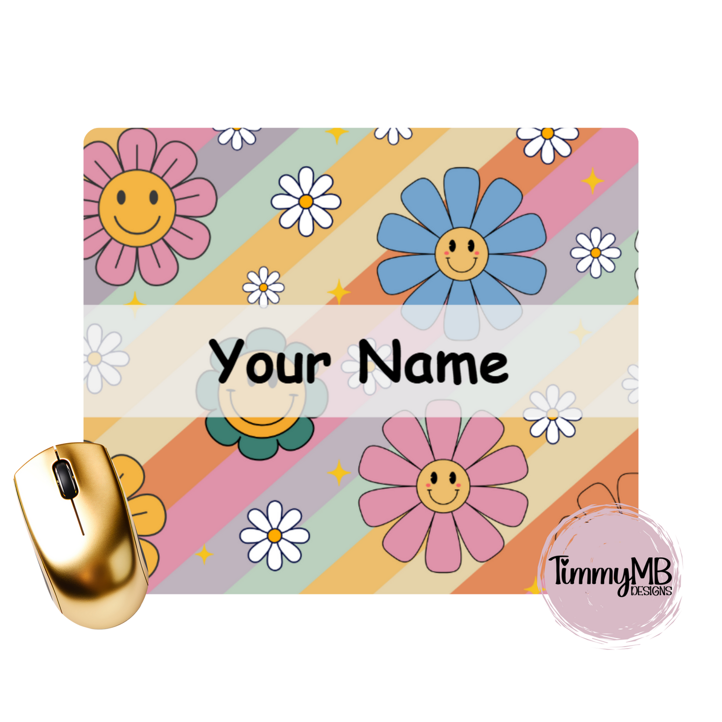 Boho Smiley Daisy - Custom Mouse Pad
