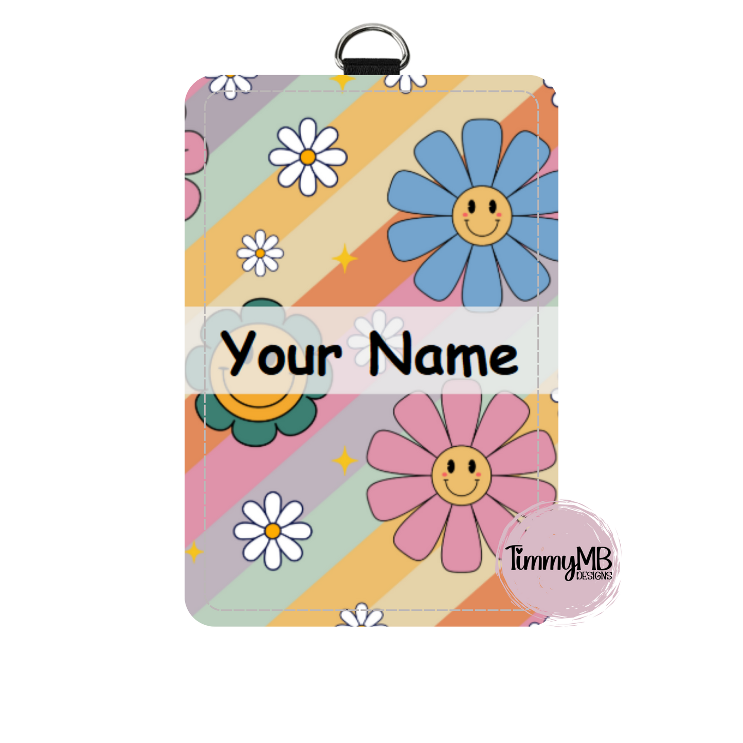 Boho Smiley Daisy - Custom ID Badge Holder