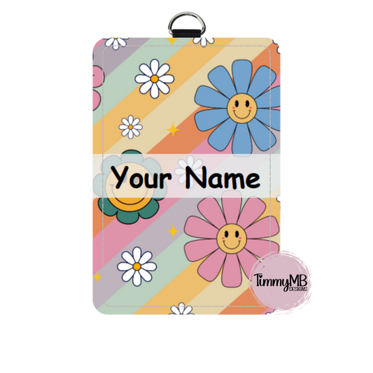 Boho Smiley Daisy - Custom ID Badge Holder