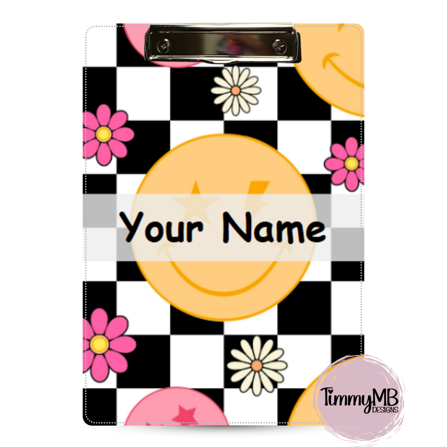 Checkered Smiley Daisy - Custom Clipboard