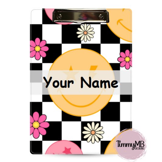 Checkered Smiley Daisy - Custom Clipboard