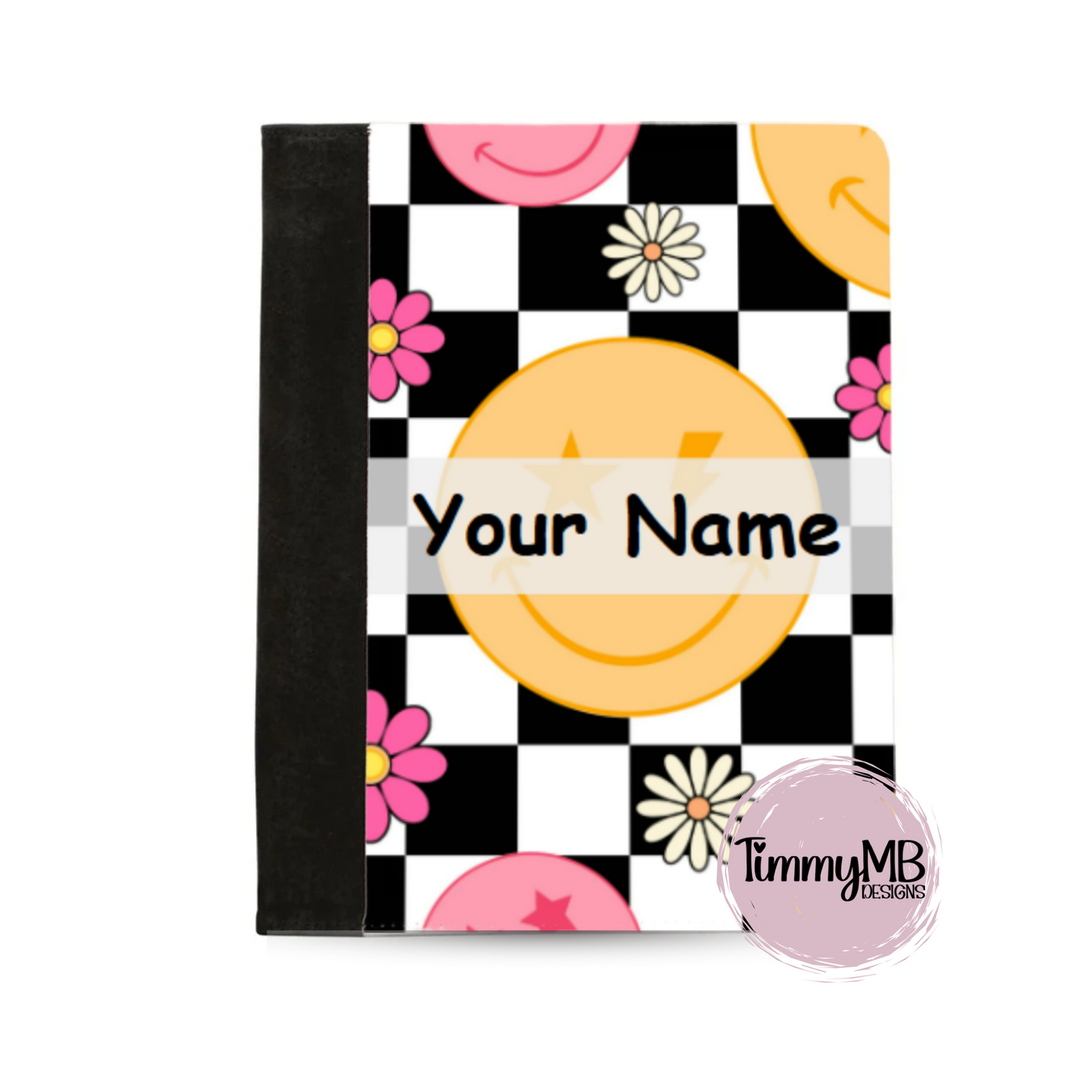 Checkered Smiley Daisy - Custom Notepad Portfolio