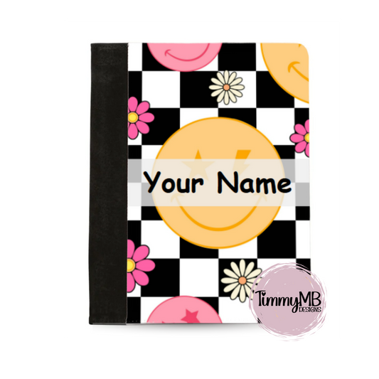 Checkered Smiley Daisy - Custom Notepad Portfolio