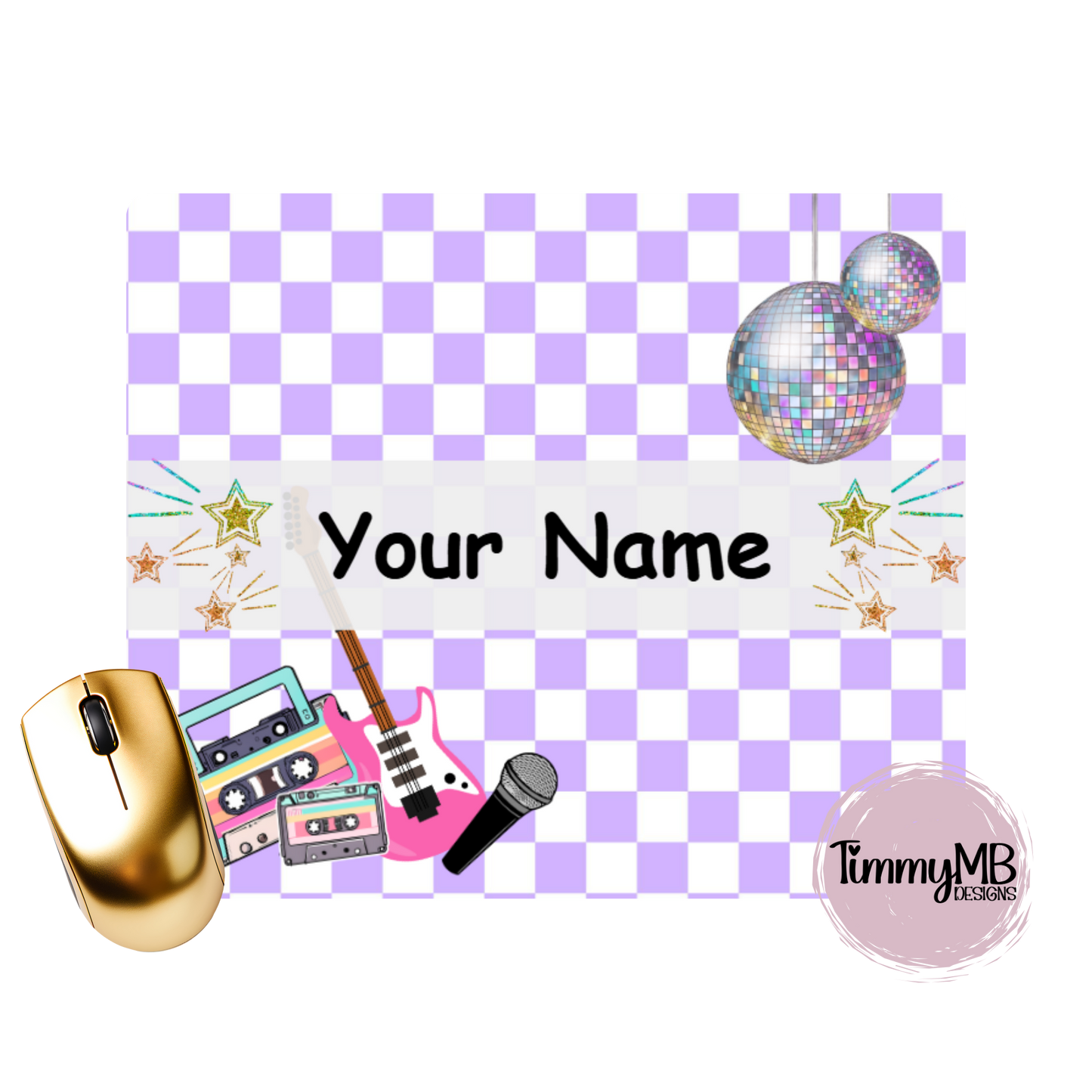 Checkered Purple Disco - Custom Mouse Pad