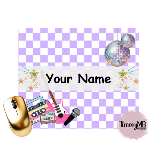 Checkered Purple Disco - Custom Mouse Pad