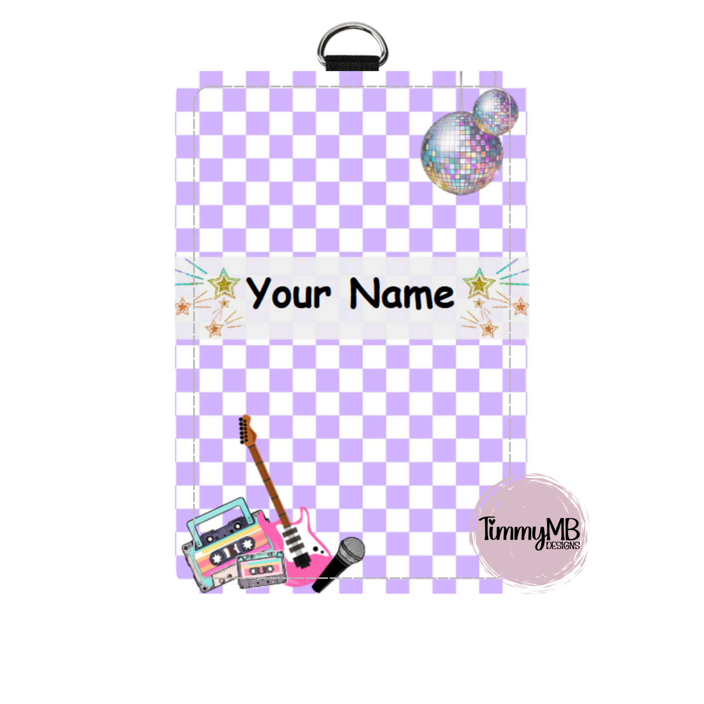 Checkered Purple Disco - Custom ID Badge Holder