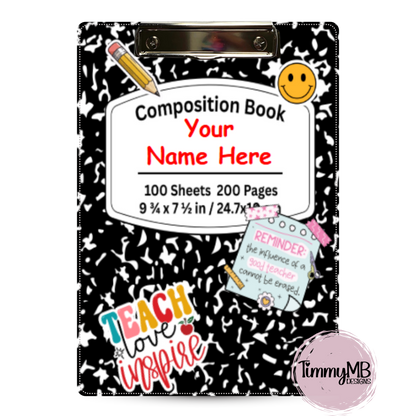 Composition Notebook - Custom Clipboard
