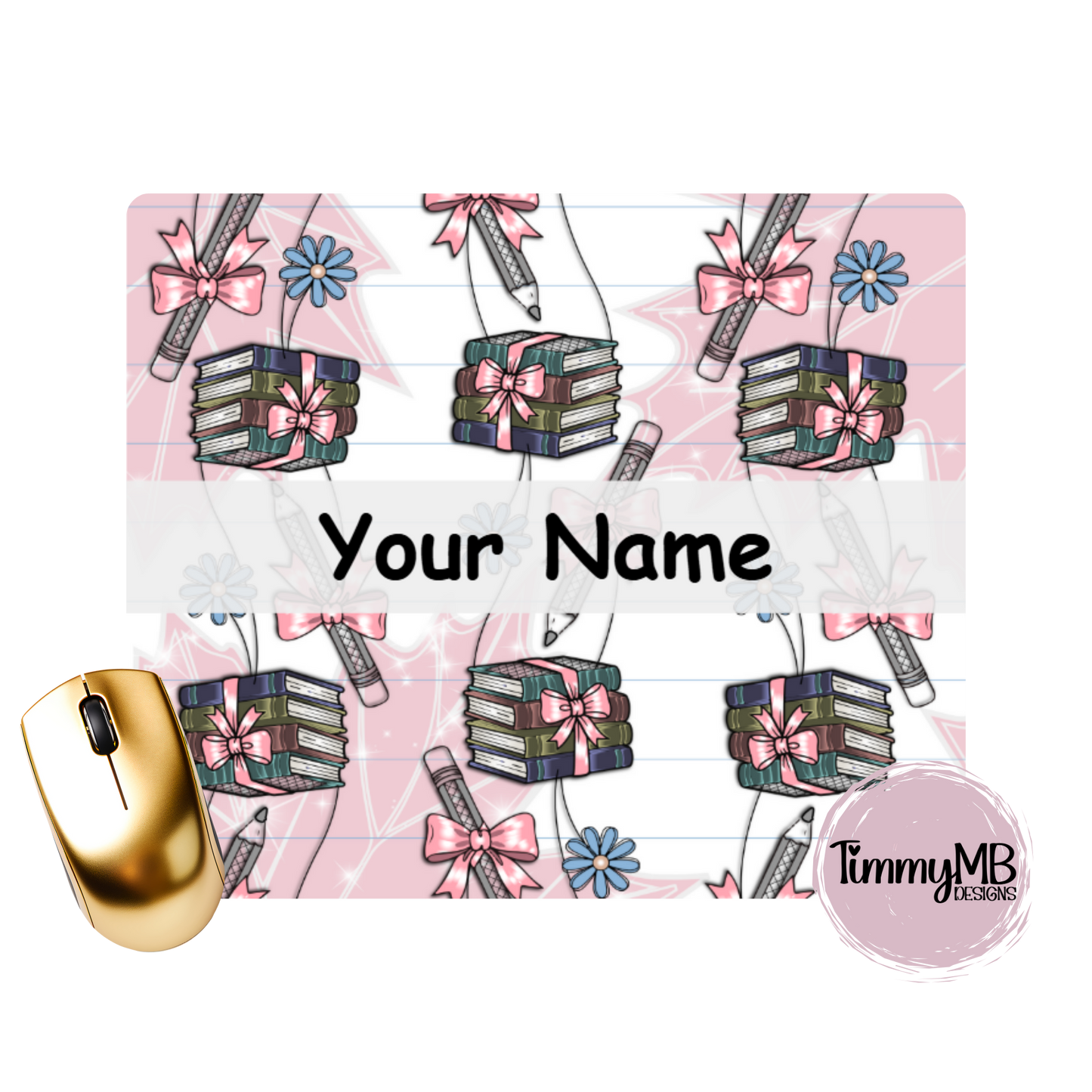 Coquette Pencils & Books - Custom Mouse Pad