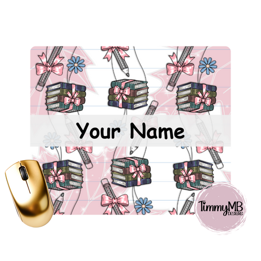 Coquette Pencils & Books - Custom Mouse Pad