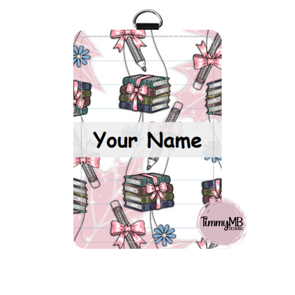 Coquette Pencils & Books - Custom ID Badge Holder