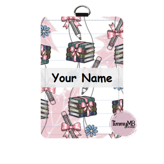 Coquette Pencils & Books - Custom ID Badge Holder