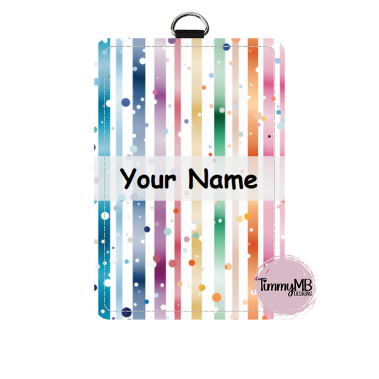 Rainbow Stripes: Dots - Custom ID Badge Holder