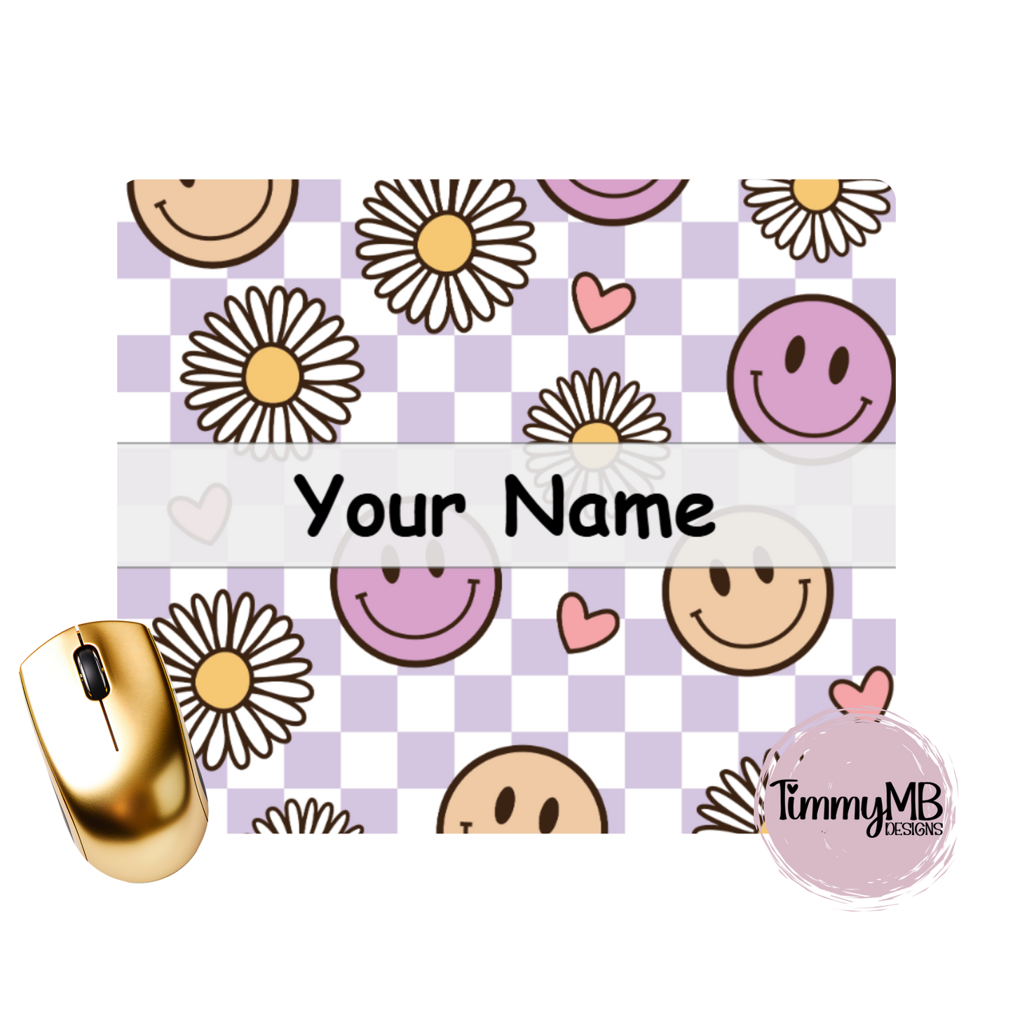 Checkered: Smiley Daisy - Custom Mouse Pad