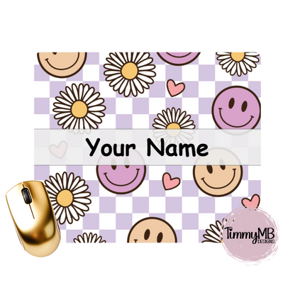 Checkered: Smiley Daisy - Custom Mouse Pad