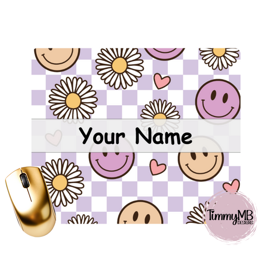 Checkered: Smiley Daisy - Custom Mouse Pad