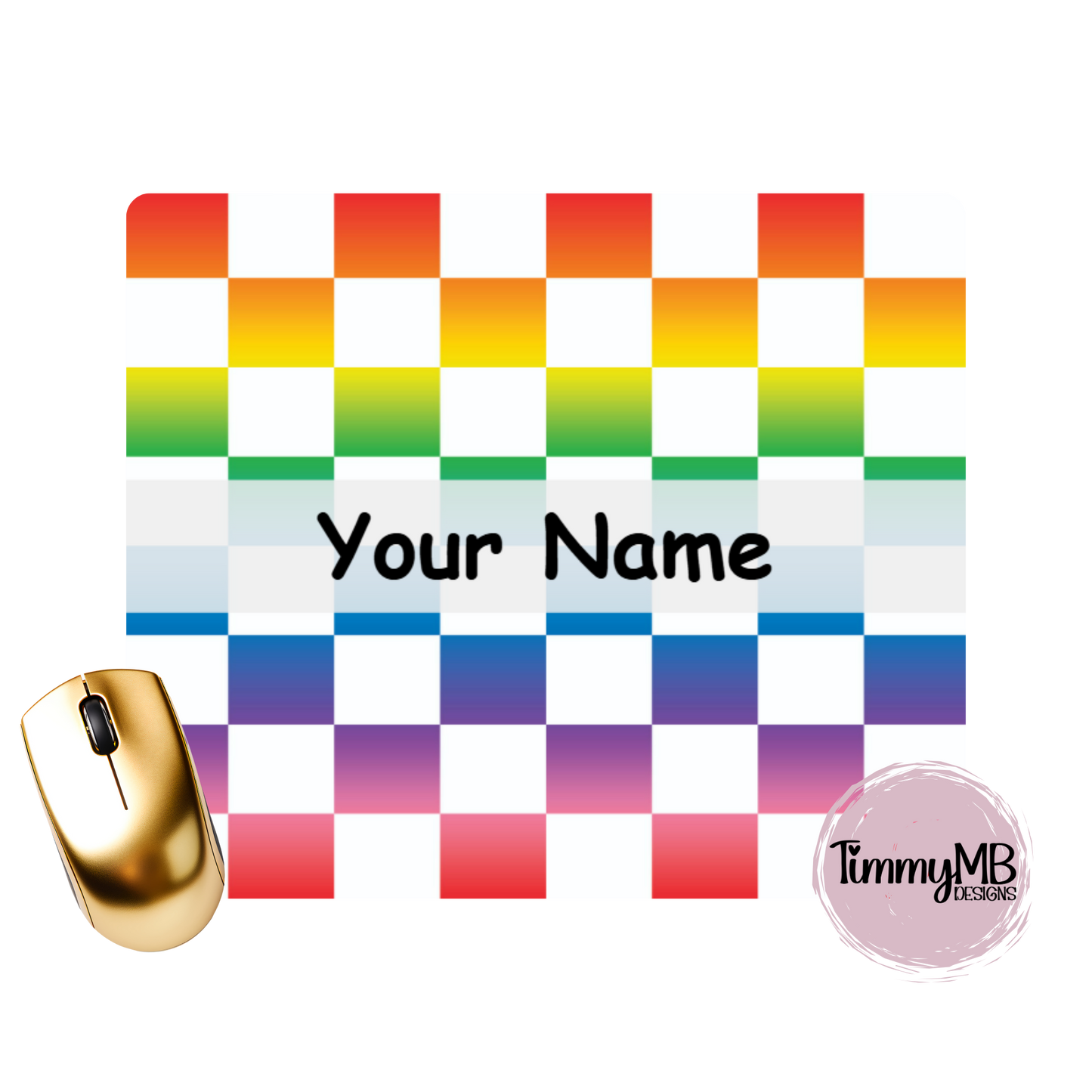 Checkered: Ombre Rainbow - Custom Mouse Pad