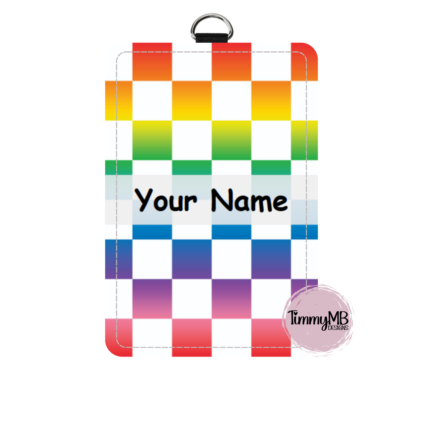 Checkered: Ombre rainbow - Custom ID Badge Holder