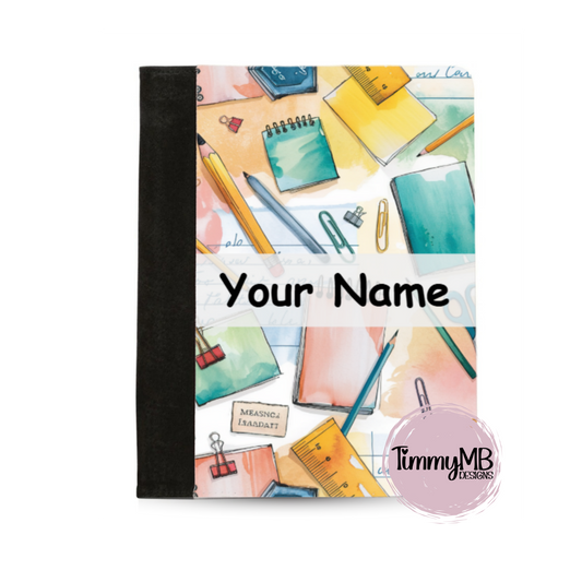 School Supplies: Watercolor - Custom Notepad Portfolio