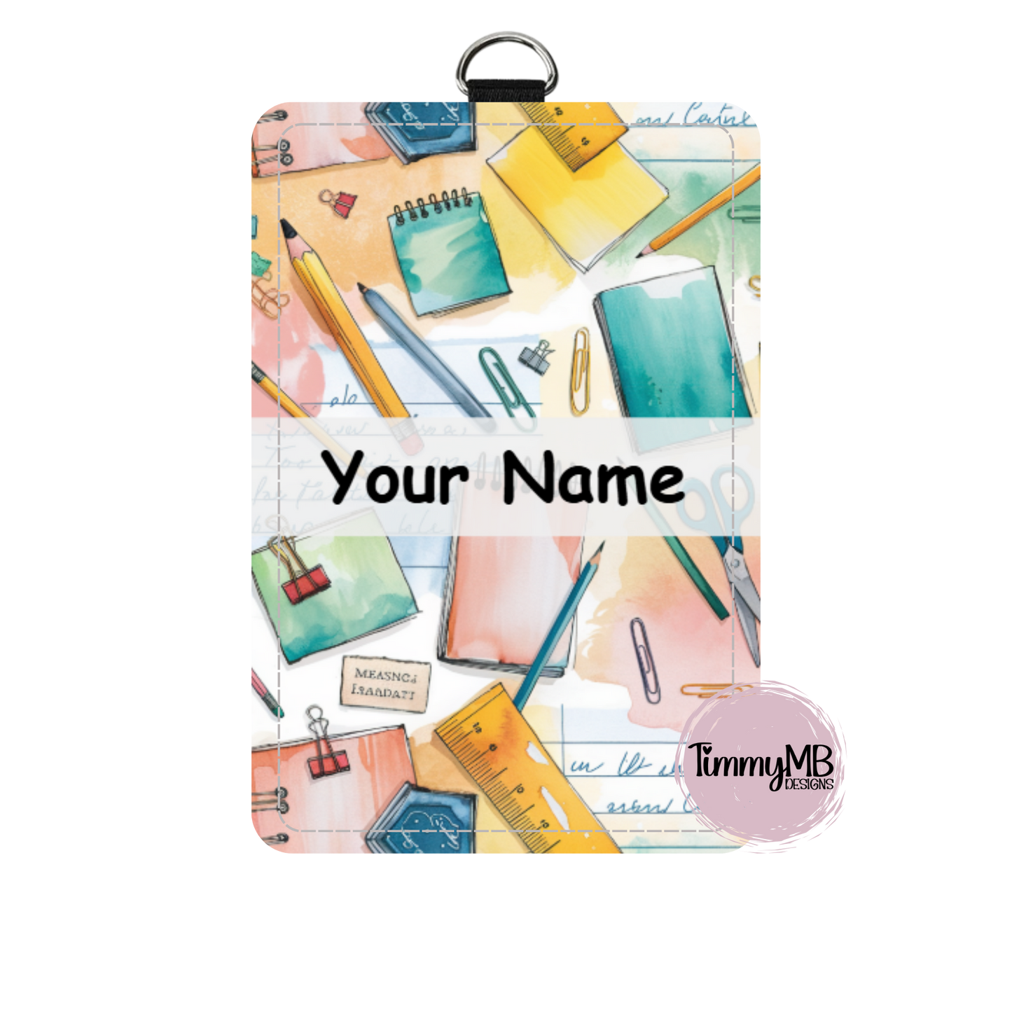 School Supplies: Watercolor - Custom ID Badge Holder