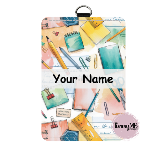 School Supplies: Watercolor - Custom ID Badge Holder