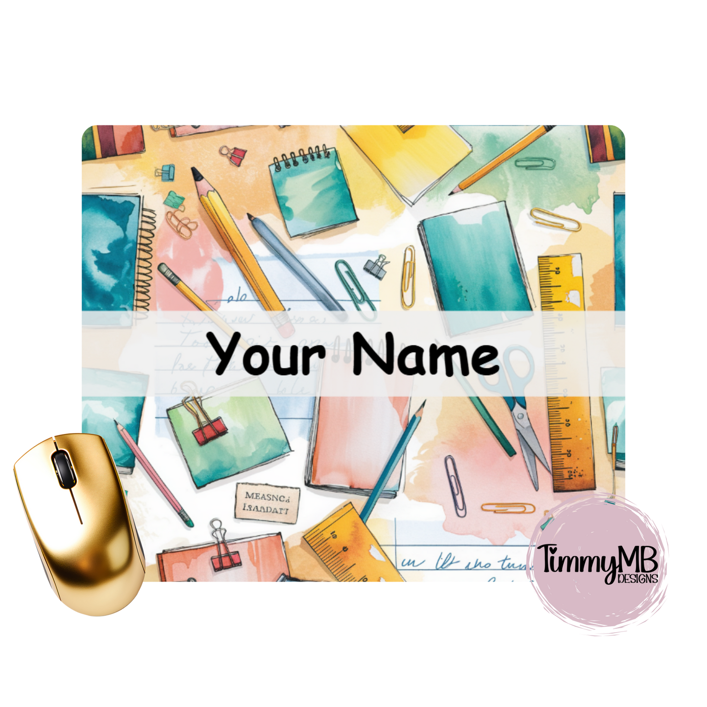 School Supplies: Watercolor - Custom Mouse Pad