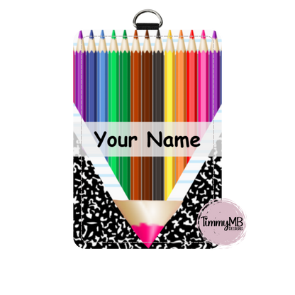Colored Pencil Notebook Split - Custom ID Badge Holder