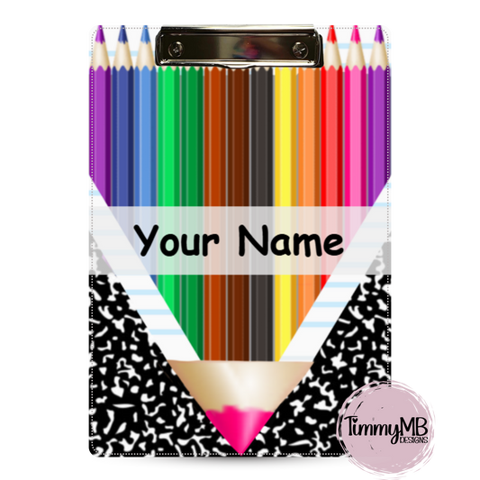 Colored Pencil Notebook Split - Custom Clipboard