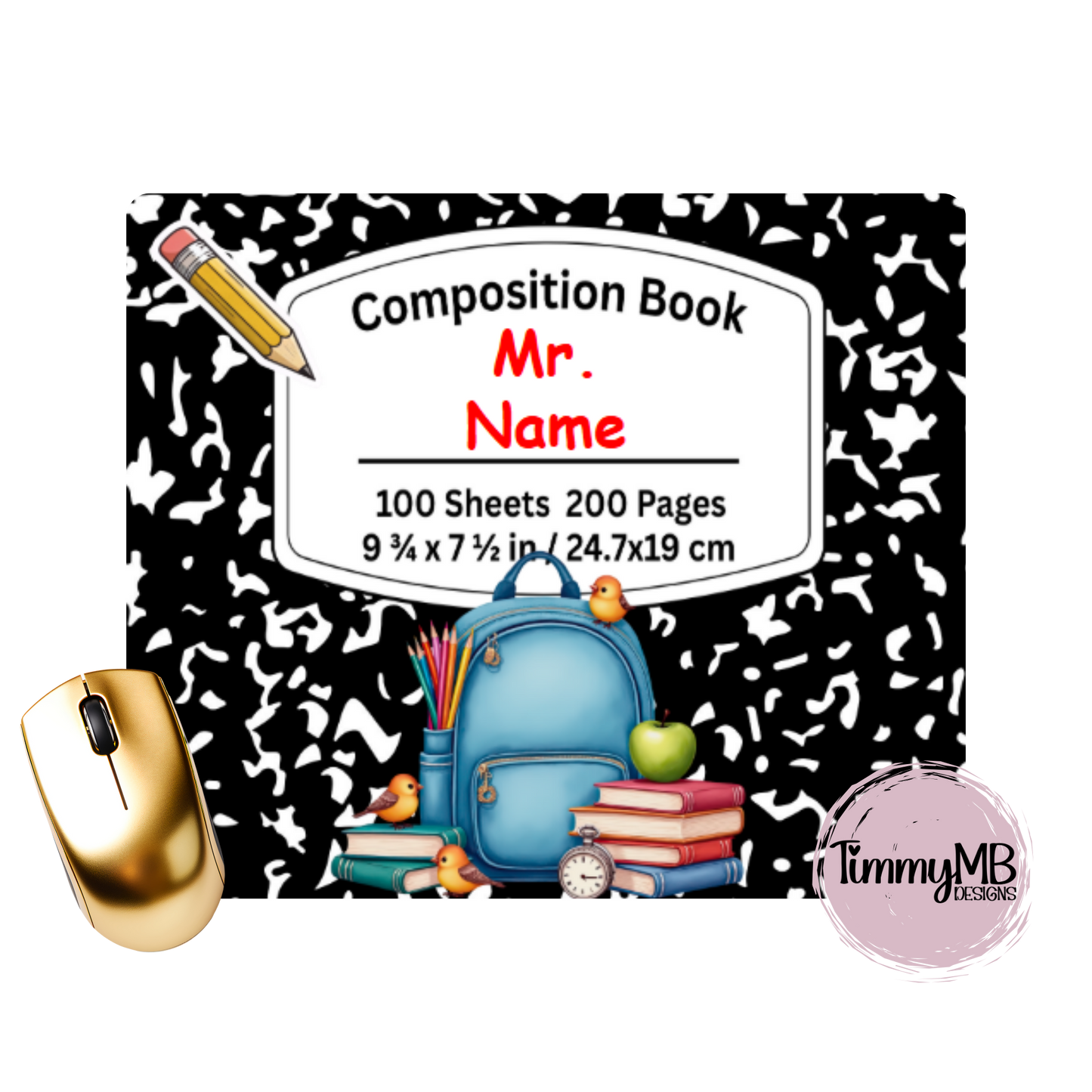 Composition Notebook: Blue Backpack - Custom Mouse Pad