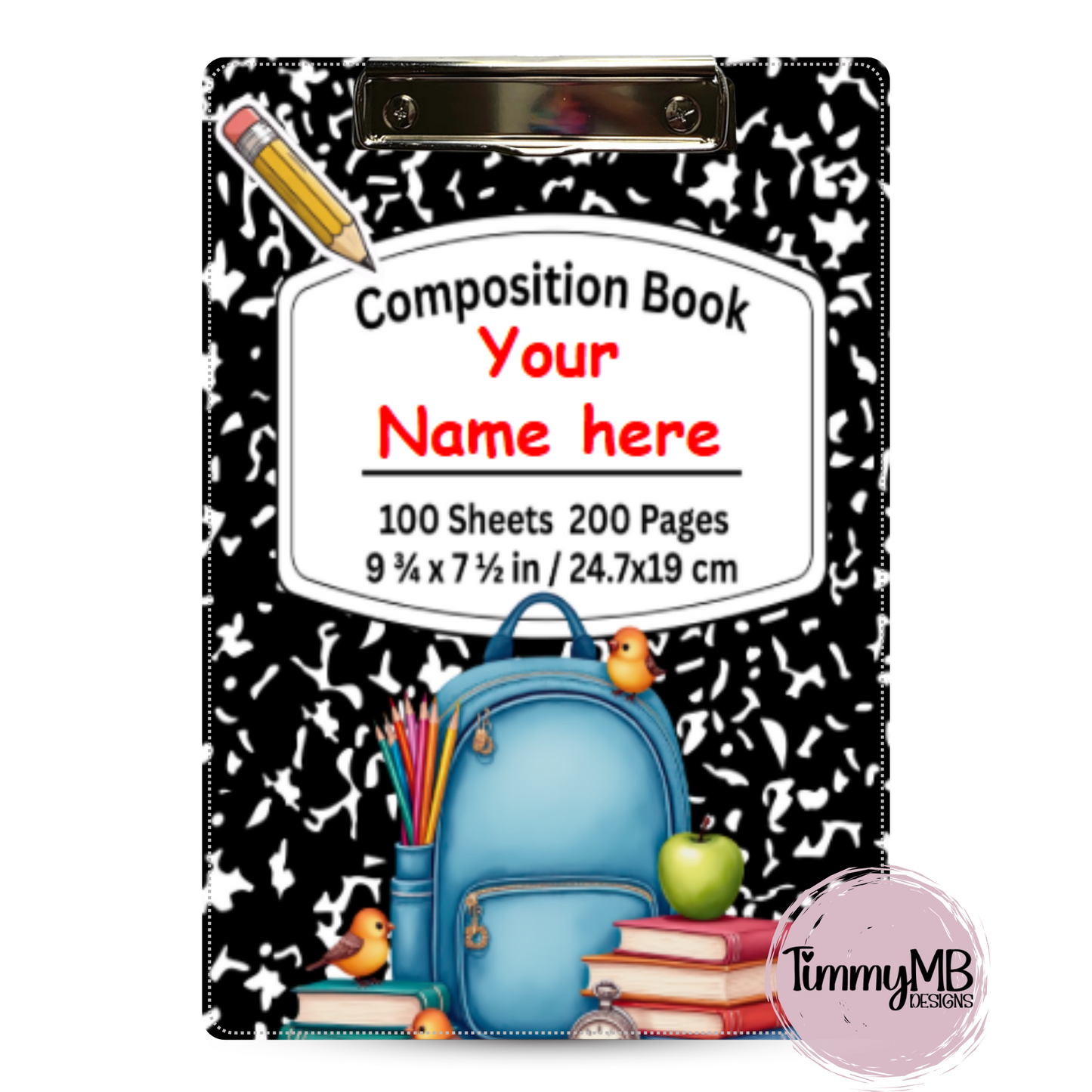 Composition Notebook: Blue Backpack - Custom Clipboard