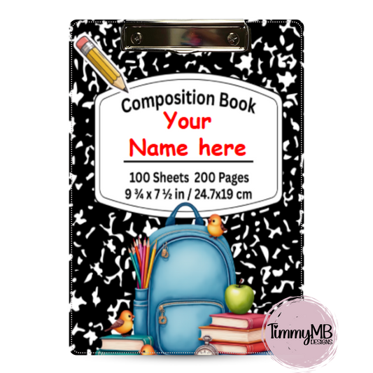 Composition Notebook: Blue Backpack - Custom Clipboard