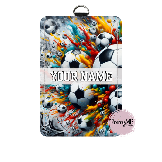 Soccer Balls: Exploding Paint - Custom ID Badge Holder