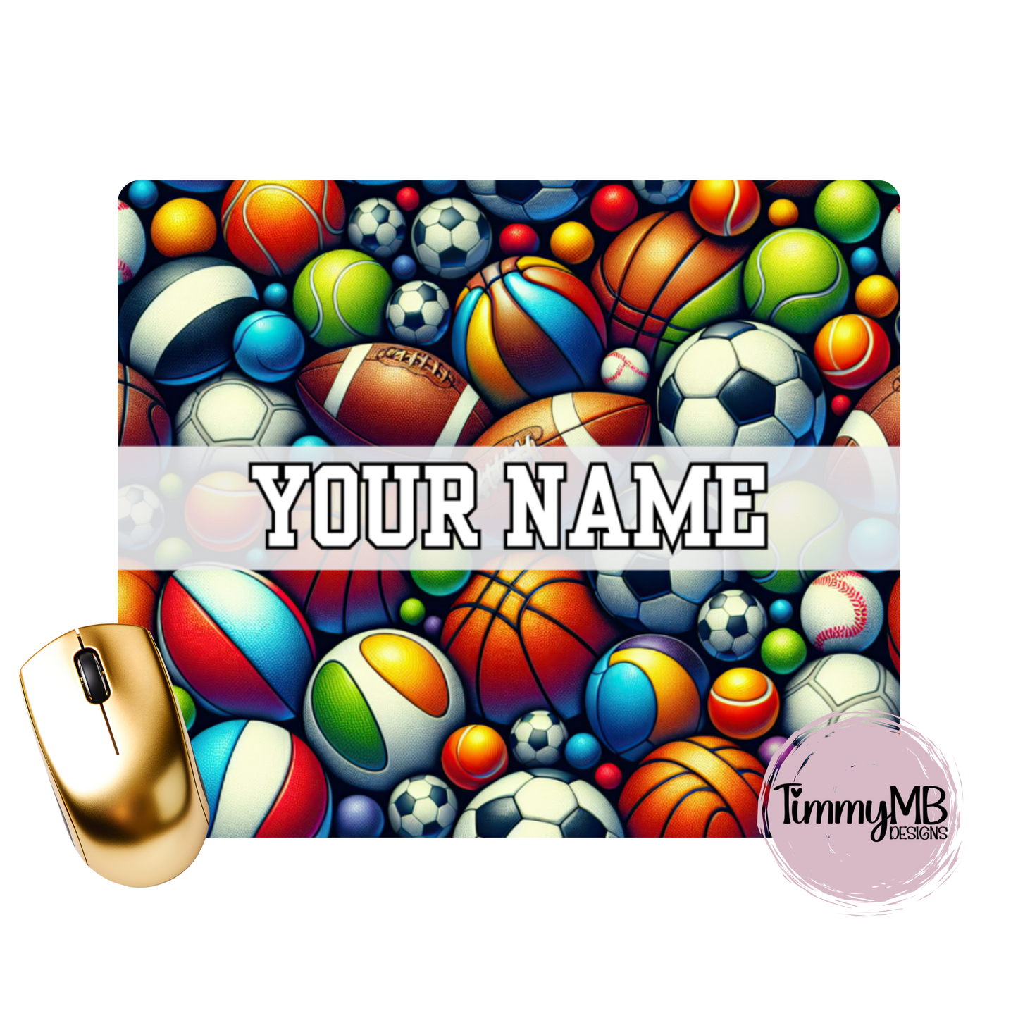 Sports Balls: Mixed - Custom Mouse Pad