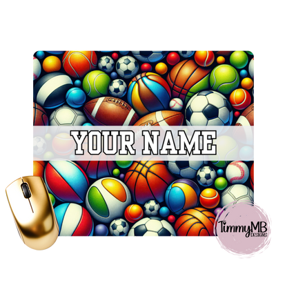 Sports Balls: Mixed - Custom Mouse Pad