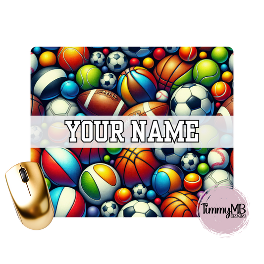 Sports Balls: Mixed - Custom Mouse Pad