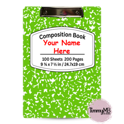 Composition Notebook: Plain - Custom Clipboard