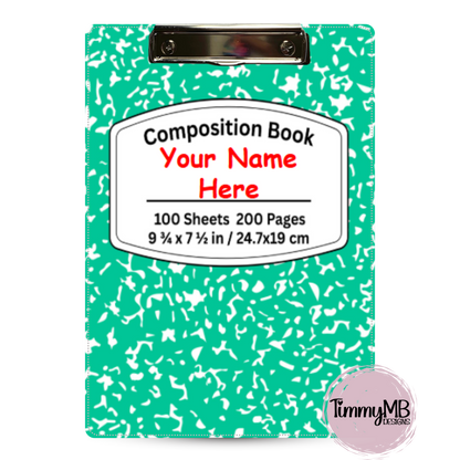 Composition Notebook: Plain - Custom Clipboard