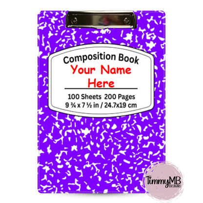 Composition Notebook: Plain - Custom Clipboard