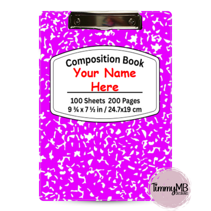 Composition Notebook: Plain - Custom Clipboard