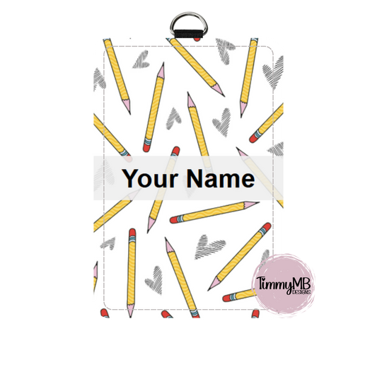 Pencil Hearts - Custom ID Badge Holder