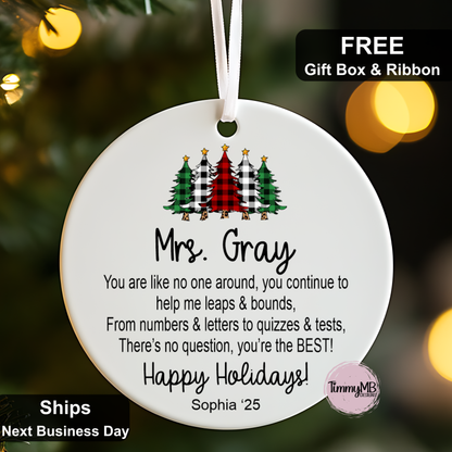 Ceramic Christmas Ornament - Plaid Xmas Tree