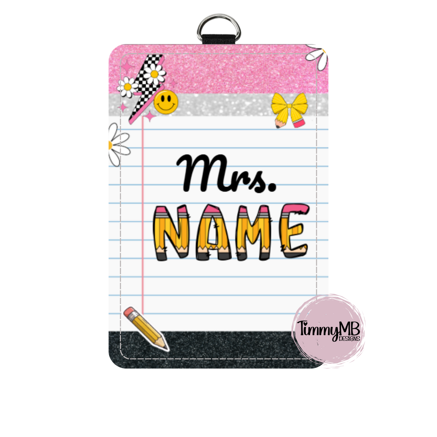 Notebook Page: Glitter Pencil - Custom ID Badge Holder