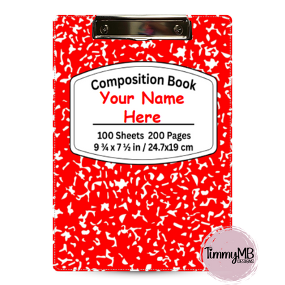 Composition Notebook: Plain - Custom Clipboard